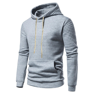 <b>Men's</b> Waffle Knit Hoodie And Pants Set Casual <b>Thermal</b> Sweatshirt Outfit Autumn Gray - Product Image 3