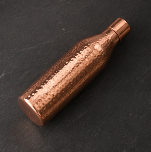 Copper Water Bottle Hammered Design Portable Travel <b>Drinkware</b> Minimalist Style With Lid - Product Image 4