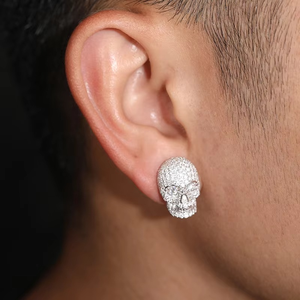 Custom Lab Grown Diamond Skull <b>Earrings</b> 925 Silver Iced Out Skeleton <b>Stud</b> <b>Earrings</b> Hip Hop Fashion Jewelry Gift - Product Image 4