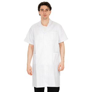 Blouse de laboratoire blanche pour femme, manches courtes, avec poches, en coton tissé, uniforme d'hôpital pour le personnel médical - Product Image 4