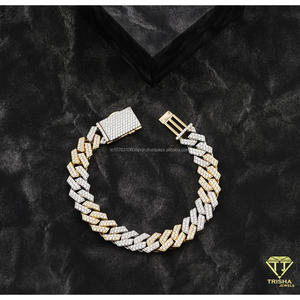 Luxury Two Tone Chevron Link Moissanite Bracelet with VVS <b>Diamond</b> <b>Simulant</b> Stones and Fully Iced Out Designer - Product Image 3
