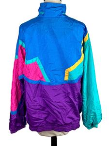 Vintage Colorblock Windbreaker Jacket Stand Hooded Waterproof Embroidery Featuring Pockets Pullover Closure Snap Flap Fit Nylon - Product Image 2