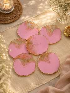 Artistic Square Resin&Wood <b>Drink</b> <b>Coasters</b> Handmade Epoxy Table Mats Premium Decorative Cup Holders Heat Resistant Waterproof - Product Image 3