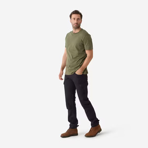 T-shirt basique uni à col rond et manches courtes pour homme, coupe classique, confortable, respirant, 100 % coton tricoté, logo frontal haute visibilité - Product Image 2