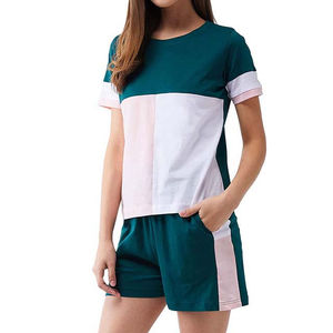 Conjunto de Ropa Casual para Mujer 2024 con Logotipo Personalizado, 100% Algodón, Camiseta de Manga Corta y Pantalones Cortos, Cuello Redondo, Conjunto de 2 Piezas - Product Image 6