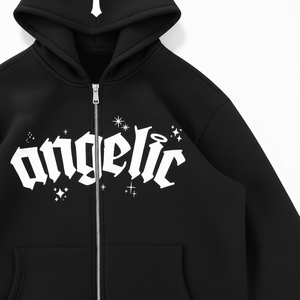 Sweat-shirt à capuche zippé pour homme, logo personnalisé imprimé sur le devant, coton, coupe ample, style streetwear décontracté, veste à capuche - Product Image 3