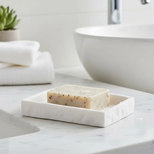Modern <b>Blue</b> Striped Plastic <b>Soap</b> Dish Easy Cleaning Bath Accessory - Product Image 6
