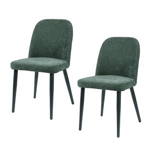 Set di 2 Sedie da Pranzo Senza Braccioli in Tessuto Verde Scuro con Gambe in Metallo per Cucina, Ristorante, Soggiorno e Sala Riunioni - Product Image 1