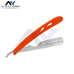 Navaja de Afeitar Profesional de Alta Calidad con Bloqueo Giratorio, Hoja de Acero Inoxidable de un Solo Filo, Mango de Plástico Rojo y Plateado, No Desechable, para Afeitar la Cara - Product Image 3