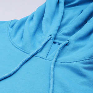 เสื้อฮู้ดครอปสีน้ำเงินสำหรับผู้หญิง เสื้อสเวตเชิ้ตแขนยาวแบบมีเชือกผูก - Product Image 6