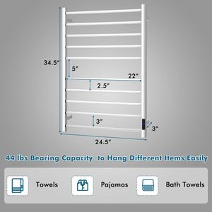 Scaldasalviette Elettrico da Parete 10 Bar con Timer Integrato, Comodo ed Efficiente - Product Image 6