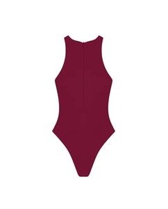 Traje de baño de una pieza con cuello en V profundo para mujer, color sólido, corte alto, push-up, ajustado, sin espalda, para playa, verano - Product Image 4