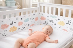 Forro de Cuna de Malla Tejida 100% Algodón Orgánico Personalizable, Transpirable, Seguro, Ecológico, Antiácaros, Ropa de Cama para Bebé Suave - Product Image 3