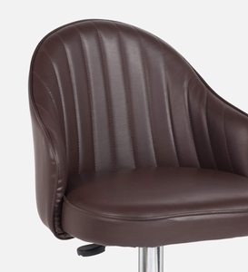 Orbit Bar Chair Brown Colour Modern Counter Height <b>Stool</b> <b>Kitchen</b> Bar Furniture Sleek Contemporary Design Cushioned PU <b>Leather</b> - Product Image 2