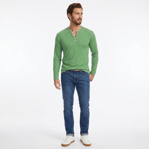 Men's Casual 100% Cotton Long Sleeve Solid Color T-<b>Shirt</b> Crew Neck Regular Fit Front Eco-Friendly Spring Fall Collection - Product Image 4