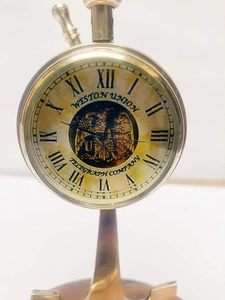 Vintage <b>Antique</b> Brass Telegraph with Pen Holder <b>Compass</b> Nautical Table Top Home Decor Gift Item - Product Image 3