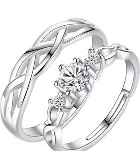 Juego de Anillos de Pareja con Diamantes de Moissanita de Primera Calidad, Joyería Elegante a Juego para Parejas, para Compromiso, Boda, Aniversario - Product Image 3