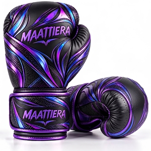Custom Black Purple <b>Boxing</b> <b>Gloves</b> Premium <b>Kick</b> <b>boxing</b> Training Sparring <b>Gloves</b> OEM Wholesale Sports Equipment - Product Image 6
