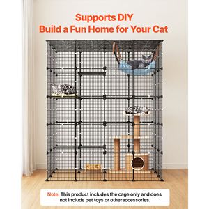 Grande cage pour chat à 5 niveaux, enclos de jeu 55"x41"x69", enclos intérieur DIY, chenil en fil métallique détachable avec 5 portes - Product Image 6