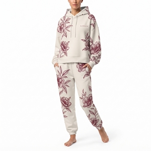 Custom Wholesale High Quality Floral Print Hoodie And <b>Jogger</b> Set Casual Long Sleeve Tracksuit Spring Autumn <b>Outfit</b> - Product Image 1