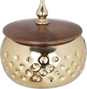 Luxury Handcrafted Copper Bakhoor <b>Burner</b> with Wooden Handle Handmade Brass Incense <b>Burner</b> with Sandalwood Lid Aromatic Diffuser - Product Image 1