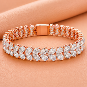 Bracelet tennis de luxe en diamants marquise pour femme, or jaune, or blanc, or rose, bijou de déclaration pour mariée, cadeau - Product Image 2