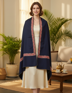 Long Winter Ladies Shawl Machine Needle Work Embroidery 4 Side Border Durable Lightweight Breathable Anti-Bacterial - Product Image 2