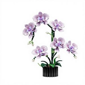 Bloques de construcción Phalaenopsis, 619 Uds., flores, orquídeas, plantas en macetas, modelo de simulación, decoración del hogar, rompecabezas para niños, juguete, regalo de cumpleaños para niñas - Product Image 1