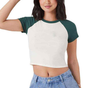 Camiseta corta de béisbol para mujer, estilo moderno, color y talla personalizados, precio al por mayor, hecha en Pakistán - Product Image 1