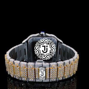 Montre de luxe mécanique en acier inoxydable plaqué or rose entièrement sertie de diamants de haute qualité, mouvement ETA, pour les sorties nocturnes en toute occasion, unisexe - Product Image 3
