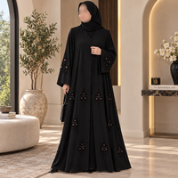 Abaya noire de qualité supérieure pour femmes avec broderie perlée |   Robe musulmane modeste à manches longues, tenue islamique ample et élégante, abaya