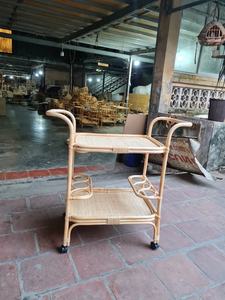 Handmade Versatile Hand Woven Natural <b>Rattan</b> <b>Bar</b> Trolley High Quality Wholesale Hotel Trolley Hotel Furniture Kitchen - Product Image 3
