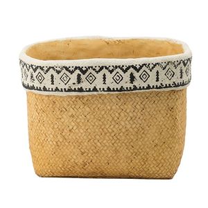 Ensemble de 2 jardinières rectangulaires à bordure géométrique, tailles L10.5x8.5x8 pouces et S7.5x5.5x6.5 pouces, pour fleurs et plantes vertes - Product Image 3