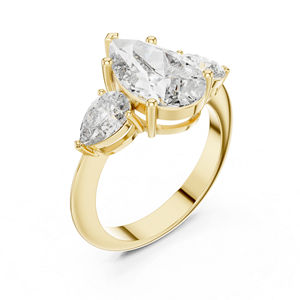 Anillo de Boda de Oro Amarillo de 14K con Diamante Cultivado en Laboratorio en Forma de Pera para Mujer |   Diamante Cultivado Nuevo - Product Image 3