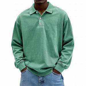 Custom Logo Vintage Washed Oversized Long Sleeve <b>Sweatshirt</b> <b>Plain</b> Basic Golf Style Streetwear Breathable <b>Sweatshirts</b> for Men - Product Image 6