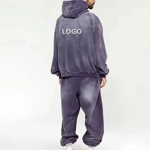 Survêtement Homme Personnalisé OEM ODM, Coupe Ample, Effet Délavé au Soleil et à l'Acide, avec Broderie et Patchs, Fabrication de Survêtements Délavés à l'Acide - Product Image 4