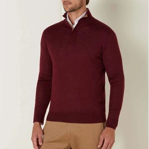Men's Regular Fit Half <b>Zip</b> Knitted 100% Cotton Quick Dry <b>Sweater</b> Solid Color Long Sleeve Summer Gray Blue Pants Outfit - Product Image 1