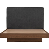 Cadre de lit moderne rembourré avec sommier, plateforme en bois, tête de lit en tissu, taille King Size, mobilier de chambre d'hôtel/villa, fabriqué par NESTHOUZ