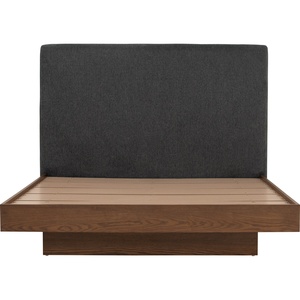 Cadre de lit rembourré moderne, lit plateforme en bois, tête de lit en tissu, mobilier de chambre pour hôtel et villa - Product Image 2