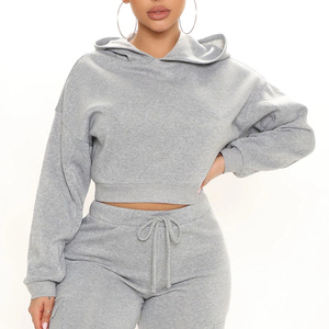 Hoodies courts décontractés pour femmes en mélange polaire, tissu doux et extensible, confortables pour le quotidien, vêtements de sport, pulls à capuche courts - Product Image 1