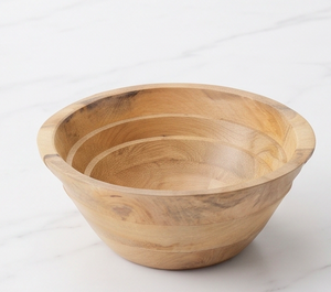 Bol à salade en bois sculpté à la main avec bec verseur, bol de service en bois naturel pour la table et la maison - Product Image 3