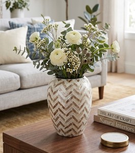 Handmade Mother of Pearl <b>Mosaic</b> Decorative <b>Vase</b> for Living Room Table Centerpiece Coastal Farmhouse Home Decor from Vietnam - Product Image 4