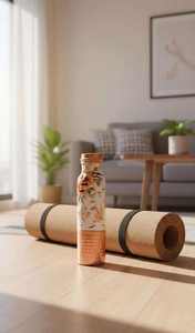 Botella de agua de acero inoxidable con estampado bohemio y tapa de madera, portátil para viajes, con diseño único de cobre. - Product Image 2