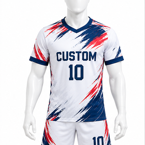 Maillot de football personnalisé pour adulte, ensemble complet, col en V, manches courtes, 100 % polyester, impression par sublimation - Product Image 2