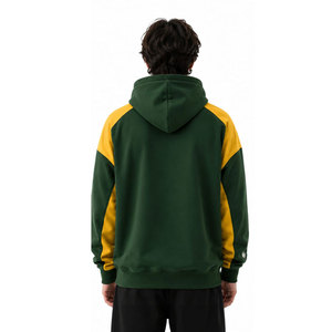 Sudadera con Capucha para Hombre, Verde y Amarillo, Manga Raglán, Bloques de Color, Logotipo Frontal, Casual, Otoño, Corte Regular, Tejido de Felpa - Product Image 5