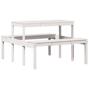 Table de pique-nique élégante en pin massif blanc, taille standard, mobilier d'extérieur - Product Image 2