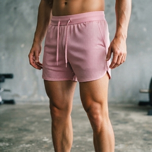 <b>Pink</b> Mesh <b>Men's</b> <b>Shorts</b> Breathable Quick Dry Athletic Training <b>Shorts</b> Elastic Waist Pockets Casual Gym Wear - Product Image 2