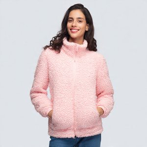 เสื้อแจ็คเก็ตเชอร์ปาขนนุ่มสำหรับฤดูหนาวแบบมีกระเป๋าสำหรับผู้หญิง ซิป คอปกพับได้ เสื้อแจ็คเก็ตขนเชอร์ปาแฟชั่น เสื้อโค้ทขนเชอร์ปาสำหรับสุภาพสตรี - Product Image 2