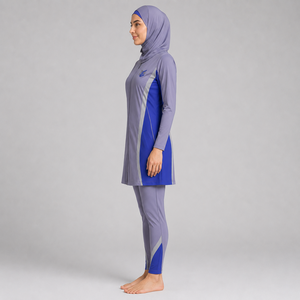 Ensemble Burkini musulman 4 pièces pour femmes, couvrant entièrement le corps, manches longues, couleur unie, séchage rapide - Product Image 3