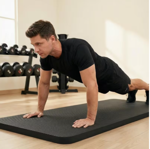 Thickened Yoga Mat 200cm x 61cm <b>Black</b> Ribbed Design for Home Workout Fitness Training Shock Resistant Cushioning - Product Image 5